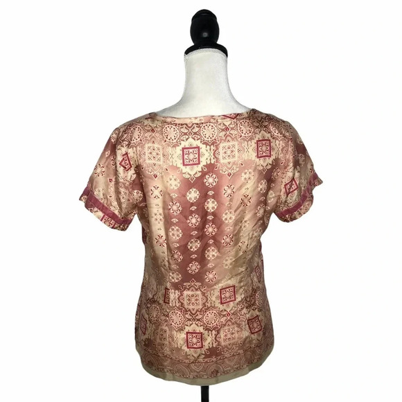 JOHNNY WAS Art To Wear Bandana Geometric Abstract Artsy Popover Blouse - Picture 7 of 11